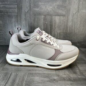 Skechers Women's Light Gray and Mauve Accent Platform Sneakers